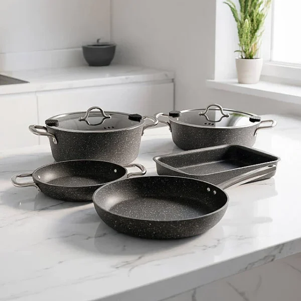 Hascevher Magda 7 Pcs Granit Full İnd. Set (22Ten/26Kar/26Tava/22Shn/30KTep) 4mm
