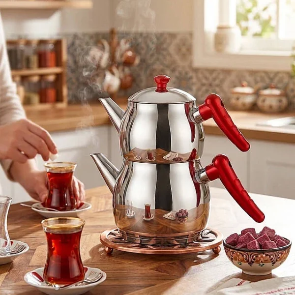 Buse Orta Çaydanlık Çelik Kapaklı (Tek Kapaklı)