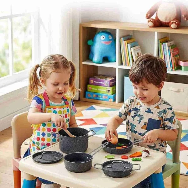 Hascevher Mini Chef Granit Oyuncak Tencere Seti (Granit Kaplamalı)